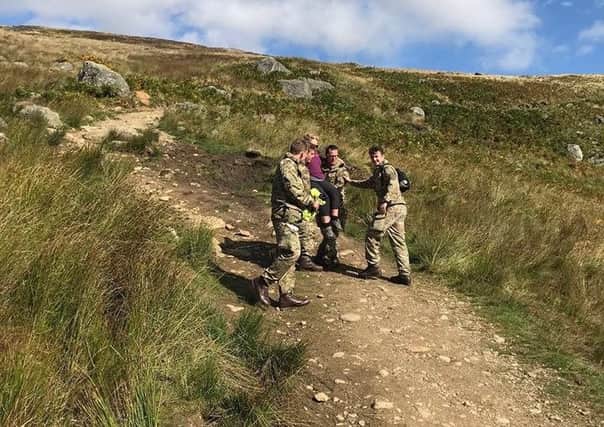 Royal Marines from 45 Commando in Scotland rescued Susan Whitton after she broke her ankle walking in Glen Clova