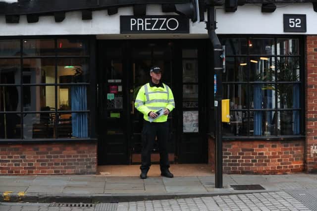 A police officer outside the Prezzo restaurant in Salisbury where a major incident. Picture: Jonathan Brady/PA Wire
