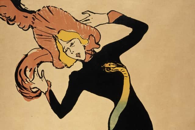 Detail of a lithograph of can can dancer Jane Avril by Toulouse-Lautrec