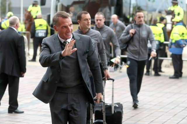Brendan Rodgers arrives for the Europa League group clash. Picture: PA