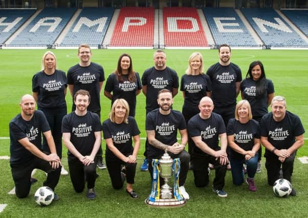The campaign launch at Hampden with Diageo responsible drinking ambassadors and Scotland assistant coach James McFadden. Picture: PA