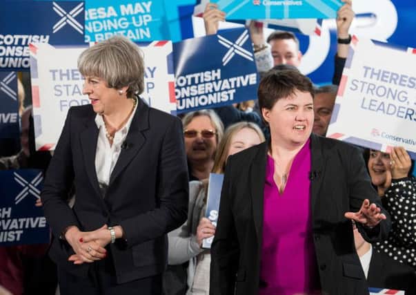Theresa May with Ruth Davidson. Picture: Ian Georgeson