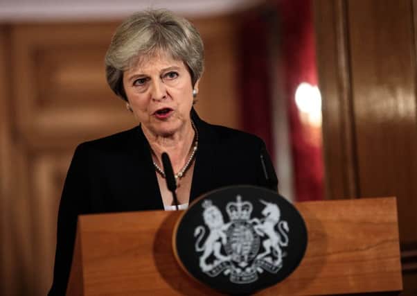 Prime Minister Theresa May makes a statement on Brexit negotiations with the European Union at Number 10 Downing Street. Picture: Getty Images