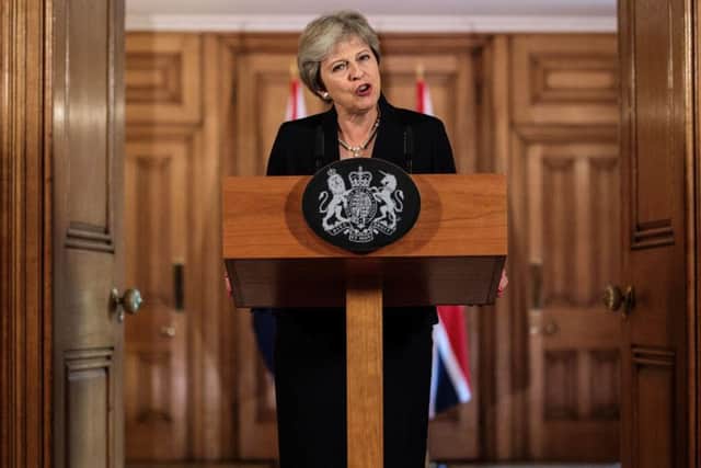 Theresa May speaks in Downing Street in the aftermath of the Salzburg summit, saying European leaders lack respect. Picture: PA