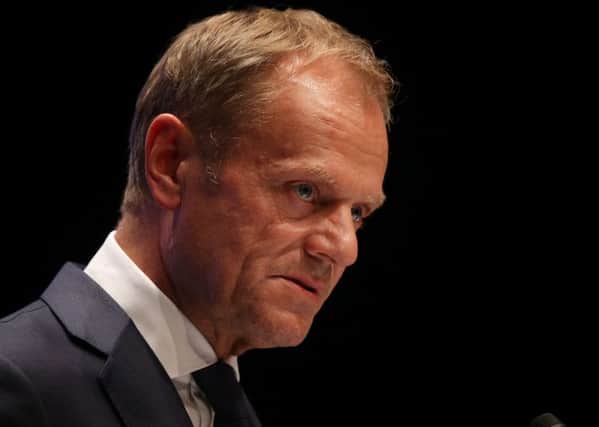 European Council President Donald Tusk speaks to the media at the conclusion of the summit of leaders of the EU in Salzburg, Austria. Picture: Getty Images