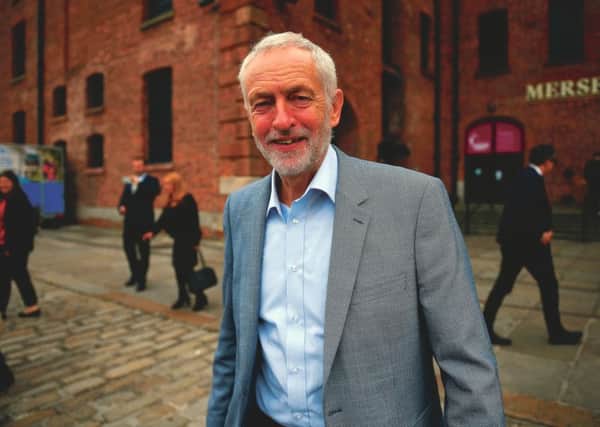 Corbyn leaves the International Slavery Museum on the eve of the Labour Conference in Liverpool. Picture: Jeff J Mitchell/Getty