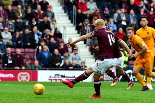 Steven Naismith had a first half penalty saved by Liam Kelly in the Livingston goal. Picture: SNS Group