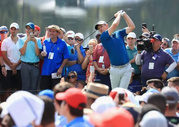 World No1 Justin Rose hits a drive during the weekend's Tour Championship in the US. Picture: Sam Greenwood/Getty