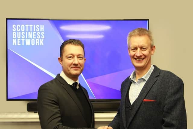 Left to right: James Bernard, director of sales at DMCC, and Russell Dalgleish, co-founder of SBN. Picture: Contributed