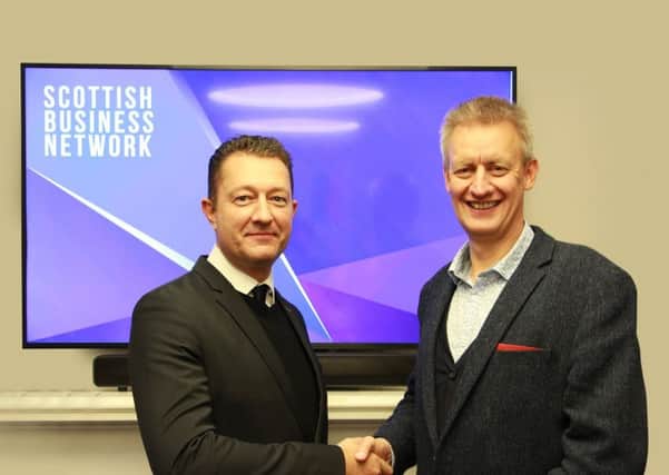 Left to right: James Bernard, director of sales at DMCC, and Russell Dalgleish, co-founder of SBN. Picture: Contributed