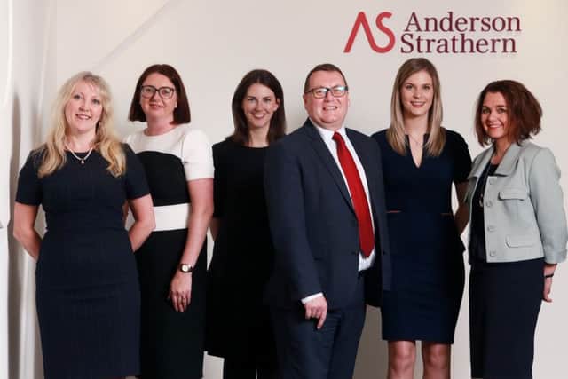 Anderson Strathern managing partner Murray McCall with some of the firm's partner and solicitor promotions in 2017. Picture: Stewart Attwood