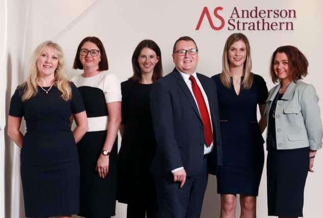 Anderson Strathern managing partner Murray McCall with some of the firm's partner and solicitor promotions in 2017. Picture: Stewart Attwood