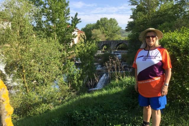 Olive Munro, 67, who was diagnosed with vascular dementia around three years ago, walked the famous Comino de Santiago pilgrimage route through France and northern Spain with her husband, Ronnie, for Alzheimers Research UK. Picture: SWNS