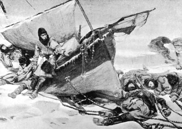 A painting by W Turner Smith imagines Sir John Franklin and his crew as they struggle in the thick sea ice (Photo by Hulton Archive/Getty Images)