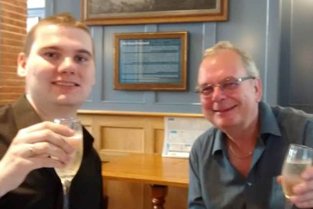 Christy Latchford with his father Keith at the Blackrock Wetherspoon restaurant  in IrelandPicture: SWNS.