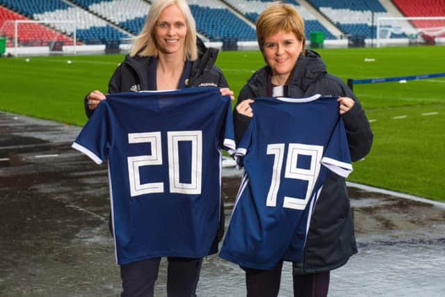 Shelley Kerr and Nicola Sturgeon at Hampden Park.