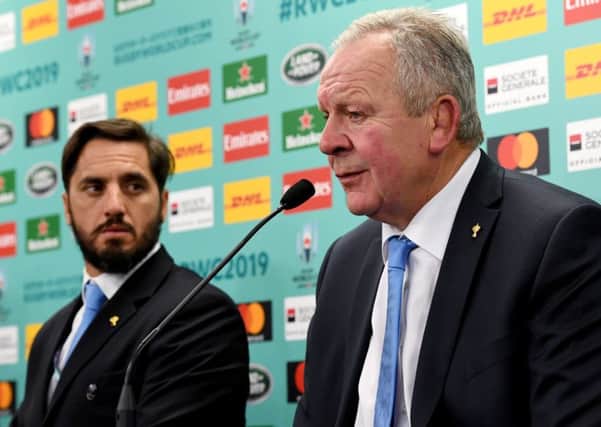 World Rugby chairman Bill Beaumont, right, with deputy chairman Agustin Pichot. Picture: Toshifumi Kitamura/AFP/Getty Images