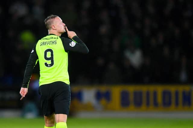 Leigh Griffiths celebrates scoring what turned out to be the winner. Picture: SNS Group