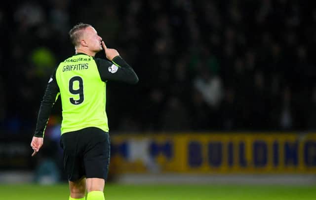 Leigh Griffiths celebrates scoring what turned out to be the winner. Picture: SNS Group