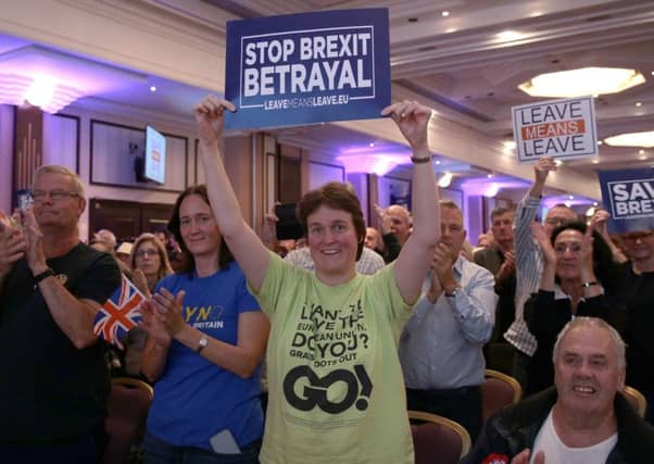 Brexiters at the Leave Means Leave Rally at the National Conference Centre in Solihull. Picture: PA