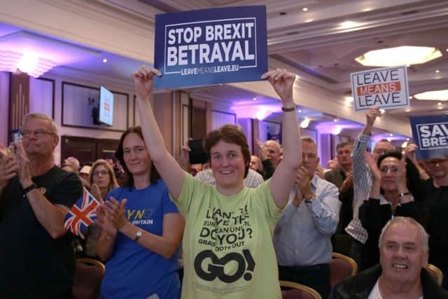 Brexiters at the Leave Means Leave Rally at the National Conference Centre in Solihull. Picture: PA