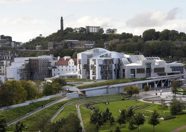 The Scottish Parliament building, Holyrood park, Edinburgh.