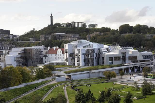 The Scottish Parliament building, Holyrood park, Edinburgh.