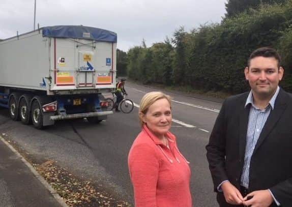 Councillor Pauline Winchester and Conservatives Lothian List MSP Miles Briggs at the Hillend junction.