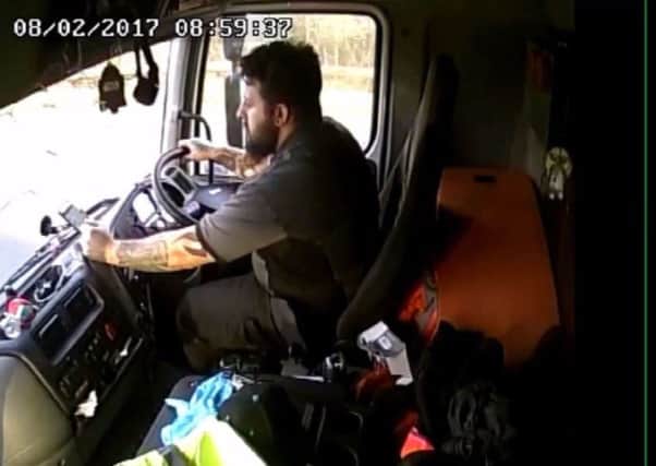 Dashcam footage shows David Shields checking his phone in the lead up to the crash. Picture: Crown Office.
