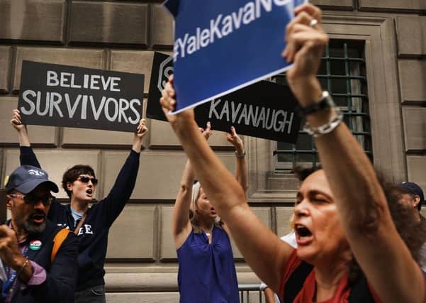 Demonstrators show their opposition to the confirmation of Brett Kavanagh as a US Supreme Court judge (Picture: Spencer Platt/Getty Images)