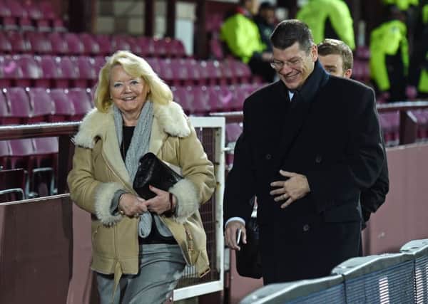 Hearts owner Ann Budge with SPFL chief executive Neil Doncaster. Picture: Craig Foy/SNS