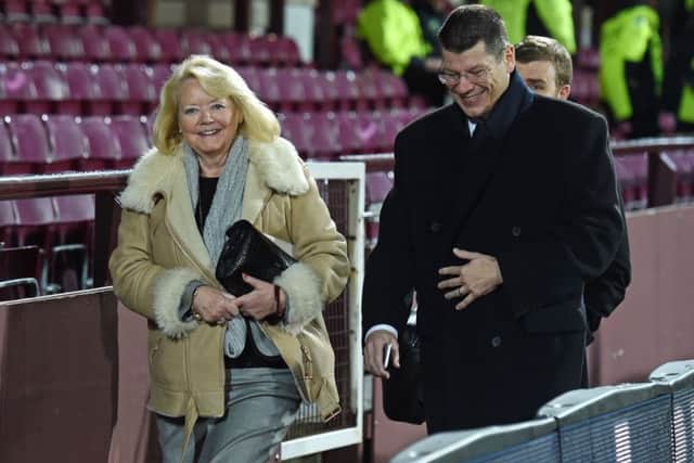 Hearts owner Ann Budge with SPFL chief executive Neil Doncaster. Picture: Craig Foy/SNS