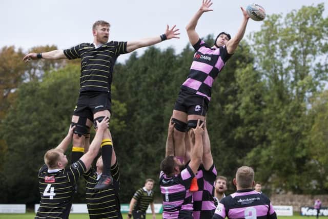Ayr's Tommy Spinks takes a line out. Pic: SNS/SRU/Bruce White