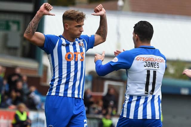 Kilmarnock's Eamonn Brophy celebrates his goal. Pic: SNS/Ross MacDonald