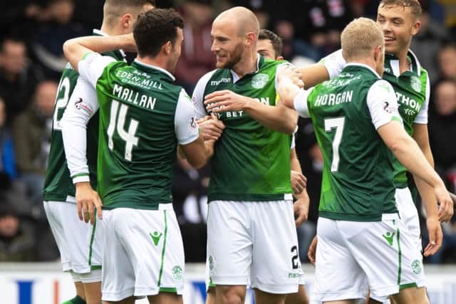 David Gray celebrates after scoring. Pic: SNS/Alan Harvey