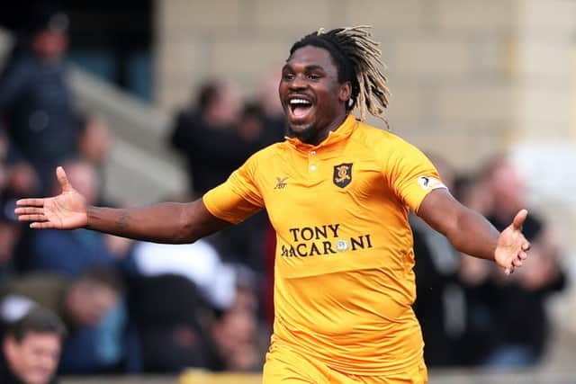 Dolly Menga celebrates his first-half goal, which ultimately proved to be the winner. Picture: Getty