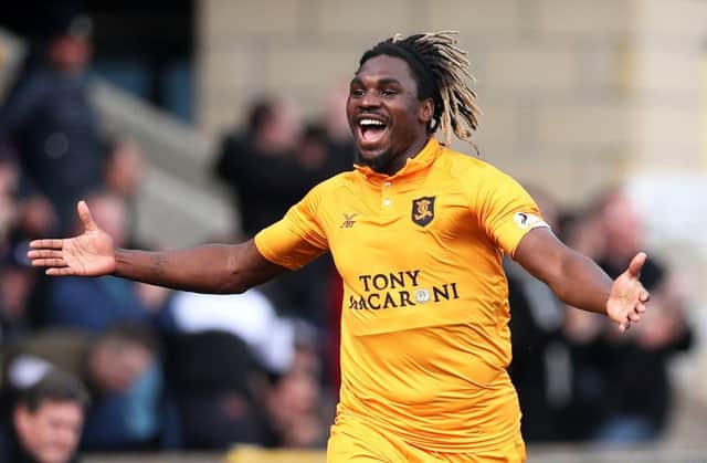 Dolly Menga celebrates his first-half goal, which ultimately proved to be the winner. Picture: Getty