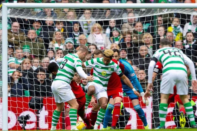 Scott Sinclairs cheeky back heel was enough to give Celtic victory over Aberdeen.Picture: SNS.