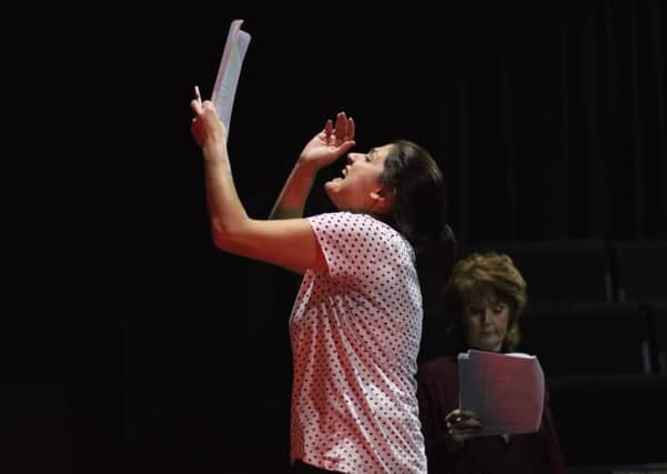 Neshla Caplan and Jennifer Black in rehearsals for Arctic Oil