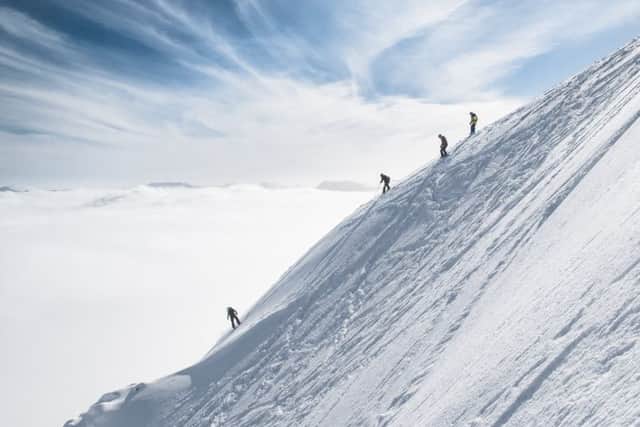 Four early birds on the right side of an inversion at Glencoe, about to get the Flypaper all to themselves PIC: Stevie McKenna