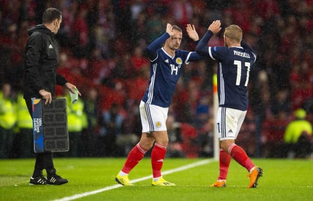 Leigh Griffiths was a second-half substitute in Scotland's last game. Picture: SNS