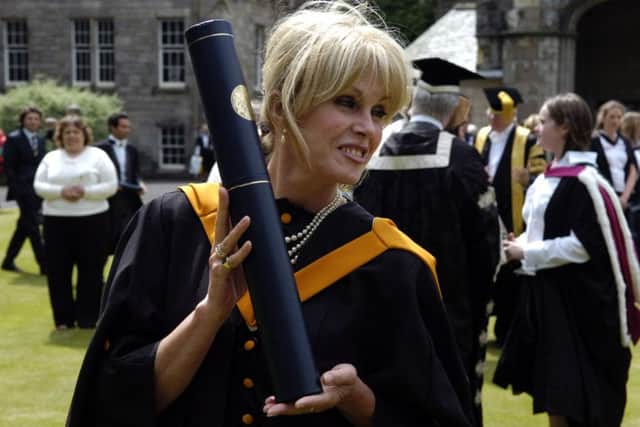 Lumley receiving her honorary degree at St Andrews University in 2006 Picture: Donald MacLeod