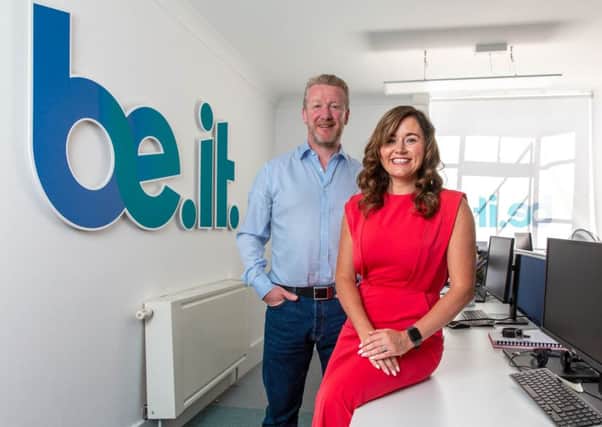 Be-IT CEO Gareth Biggerstaff with managing director Nikola Kelly. Picture: contributed.