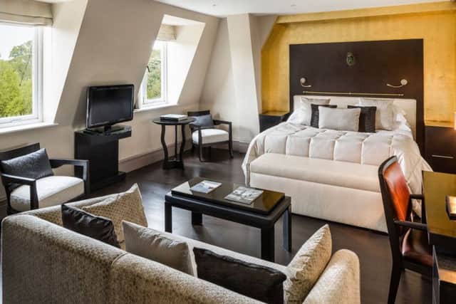 Views of Kensington Gardens and Hyde Park complement the Italian style of the rooms at Baglioni Hotel, London