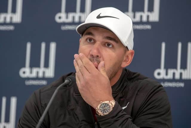 Brooks Koepka speaks to the media at St Andrews. Picture: PA