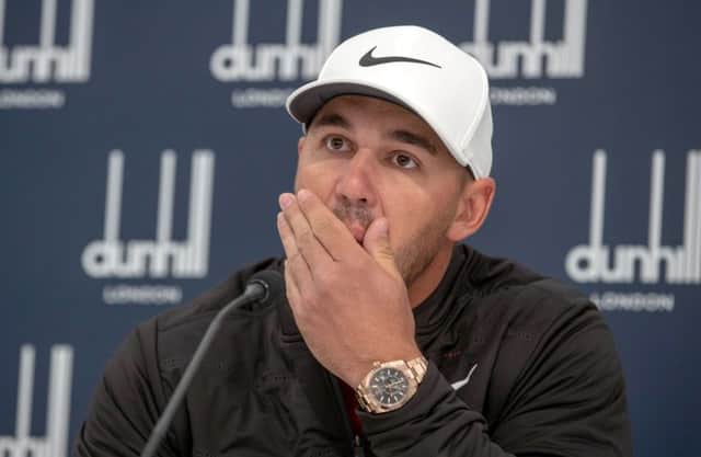 Brooks Koepka speaks to the media at St Andrews. Picture: PA