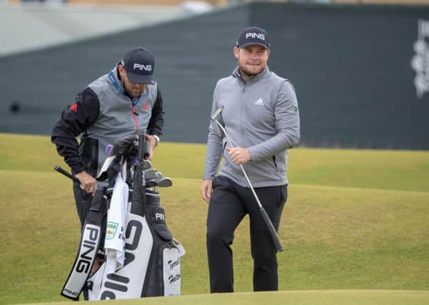 England's Tyrell Hatton plays his approach to the second hole during a practice session at the Old Course. Picture: Kenny Smith/PA Wire