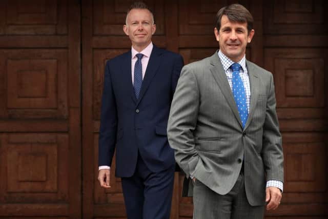 Left to right: Newly appointed banking director Duncan Buchanan and chief executive Graeme Hartop of Hampden & Co. Picture: Stewart Attwood