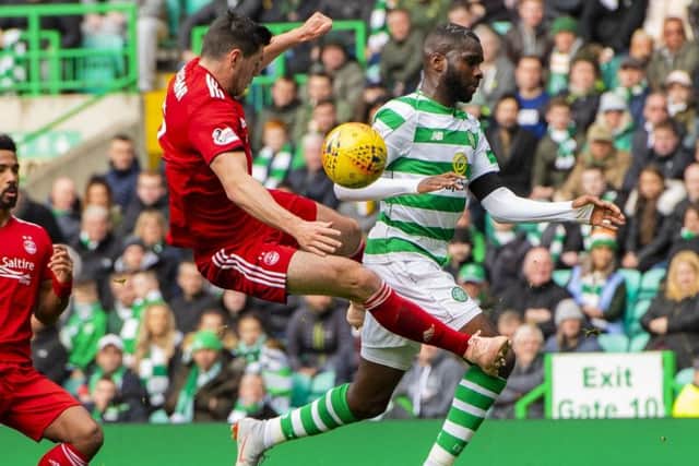 Aberdeen's Scott McKenna has been given a two-match ban for his challenge on Celtic's Odsonne Edouard. Picture: SNS