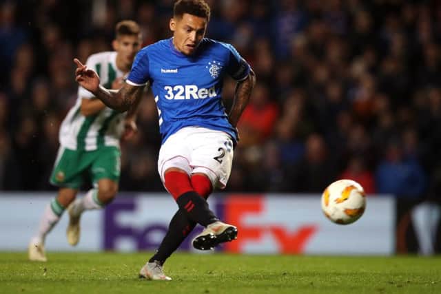 Rangers captain James Tavernier puts his side 2-1 up from the penalty spot. Picture: Getty